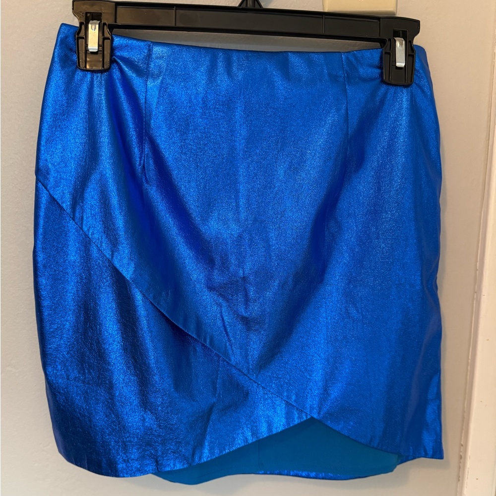 Metallic blue mini skirt by superdown size S